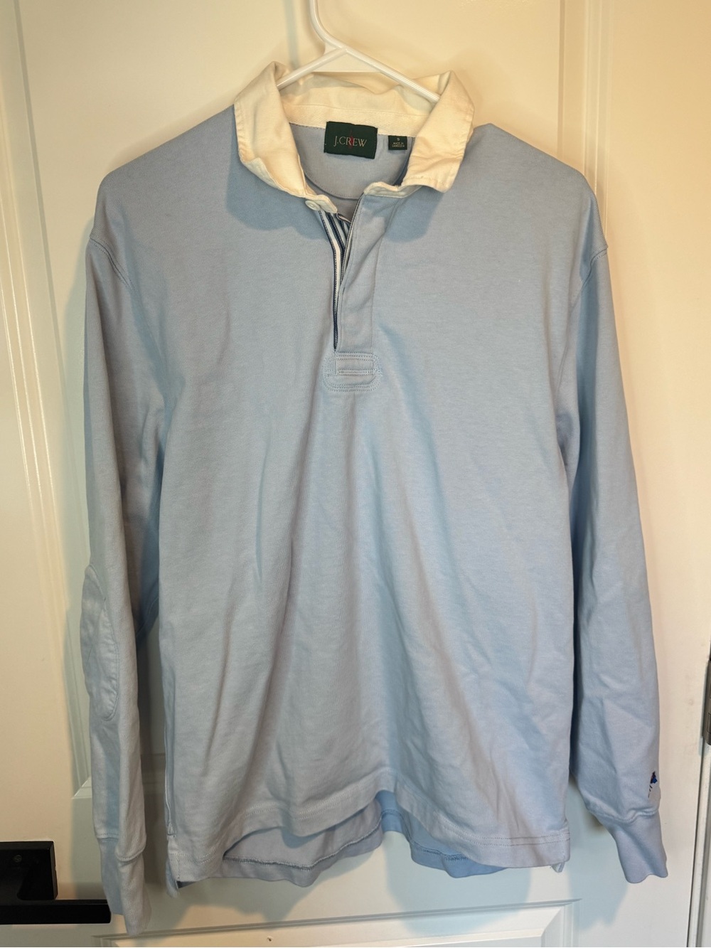 J. Crew Light Blue Rugby Polo with White Collar